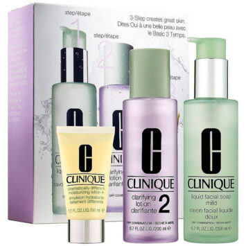 קליניק ערכת שלושת השלבים סוג עור 3 עור יבש-מעורב סבון נוזלי+מי הסרה 3+גל לחות CLINIQUE 3-Step Skin Care System For Skin Type