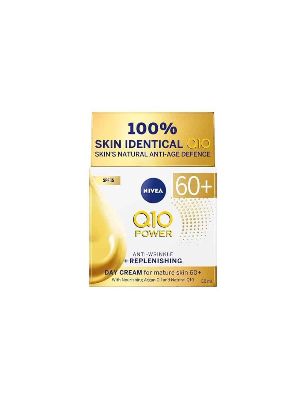 ניוואה קרם יום SPF15 המסייע להגנה מנזדקי השמש 50 מל NiveaQ10 Power 60+ Day Cream 50Ml