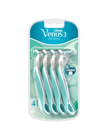 גילט וונוס 3 סנסיטיב 4 סכיני גילוח רב פעמי Gillette Venus 3 Sensitive ready razor 4 pieces for women